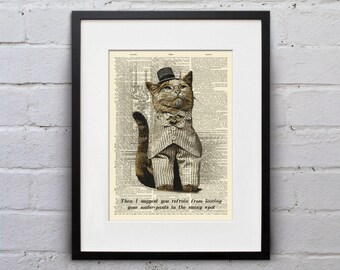 I's Not My Fault Your Under-Pants Are Furry... - Victorian Cat Dictionary Page Book Art Print - DPLJ021