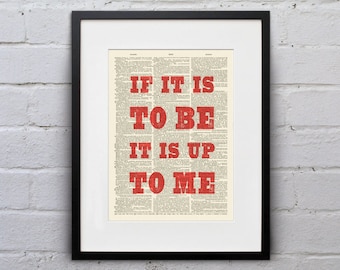 Inspirational Quote Dictionary Art Print, Book Lover Gift