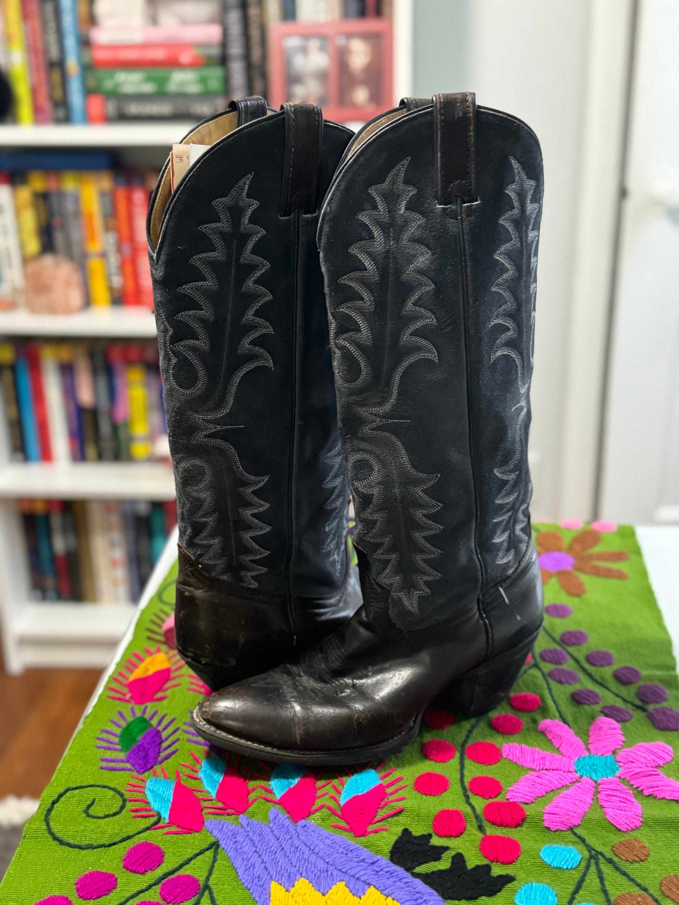 Vintage Navy Cowgirl Boots Etsy UK