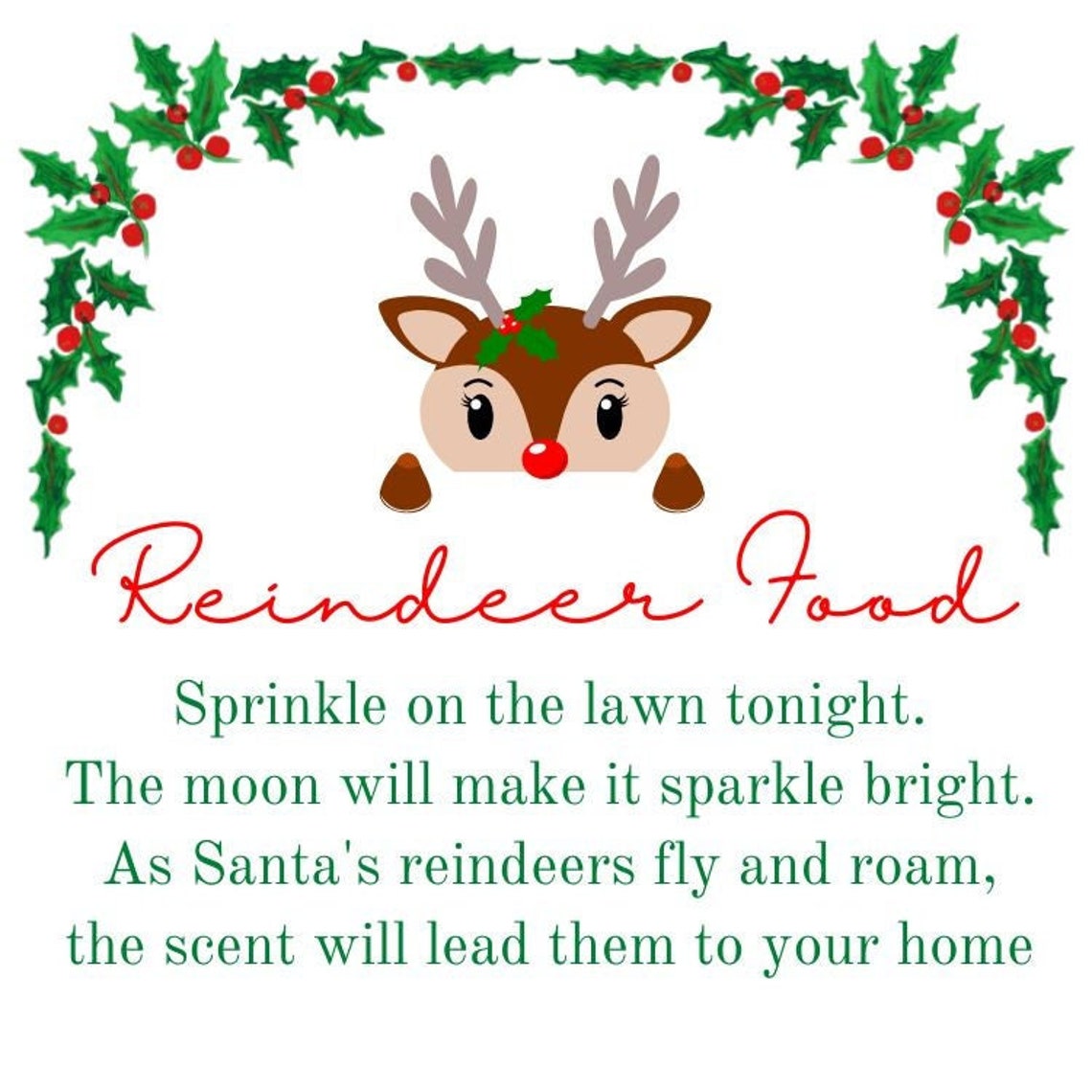 Reindeer Food Printable Tag - Etsy