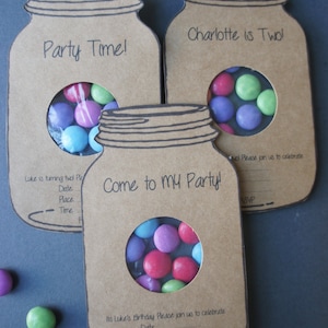 Party Invites/ Children&#39;s Party Invitations/ Mason Jar Party Invites/ Birthday Invites