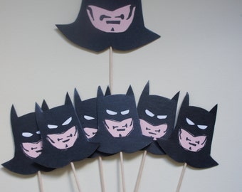 Adorno para tarta/ Adorno para tarta de superhéroe y 6 palillos para cupcakes/ Superhéroe/ Adorno para tarta de superhéroe y palillos para cupcakes