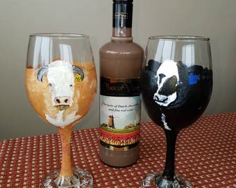 LONG LEGS - Animal Handpainted original design 13 oz wine and 1.4 oz shot glasses.