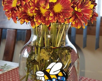 Handpainted 6 inch Seabee Glass Vase