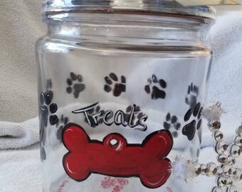 Happy Paw-lidays Personalizable .5 gallon glass Treat Jar.