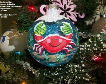 CRABS for CHRISTMAS - on disc glass Ornament