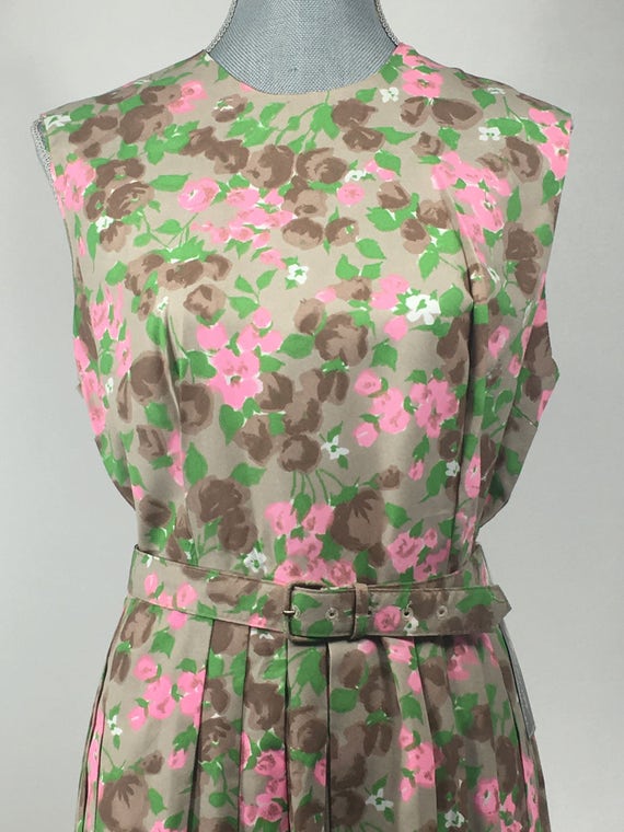 Vintage 1960's Floral Sleeveless Spring/Summer Dr… - image 5