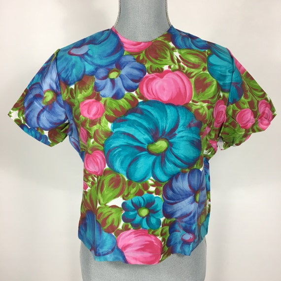 1960's Vintage Dead Stock Floral Crop Top with Jo… - image 1