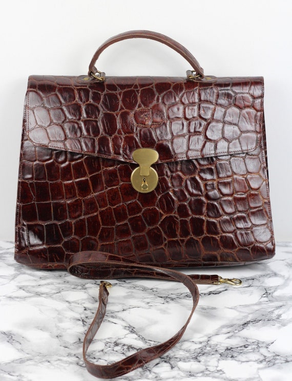 1990s Mulberry Company Vintage Brown Patent Leathe