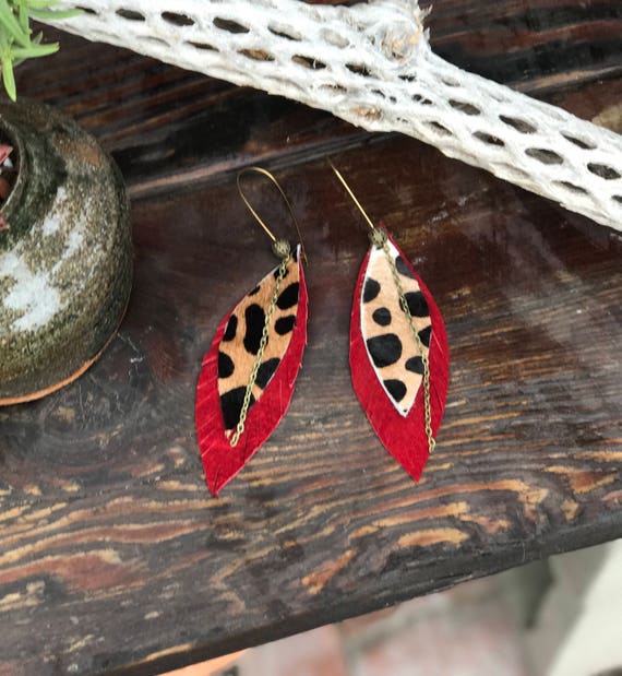 Download Items similar to Double Layered animal print + deep red ...