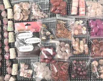 Mixed Glass Gemstone Bead Bundle PINK Jewelry Making Destash