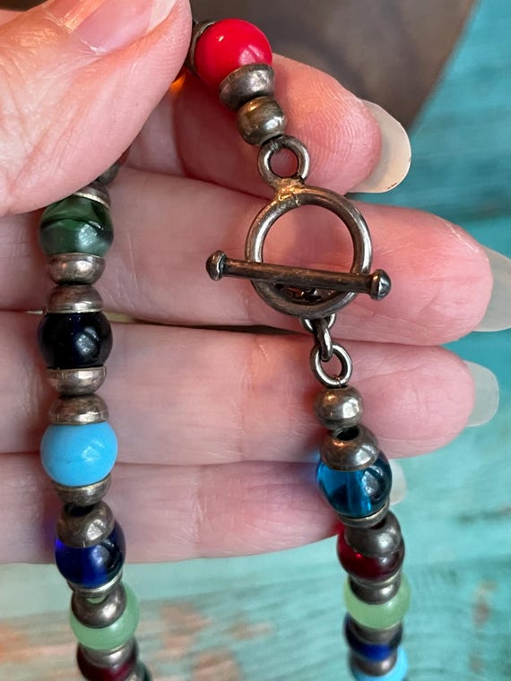 Sterling Silver and Multi Color Hand Strung Beade… - image 4