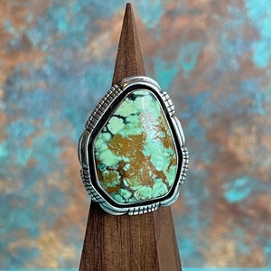 Absolutely Stunning Sterling Silver & Carico Lake Turquoise Navajo Native American Huge Vintage Ring Layaway Available image 1