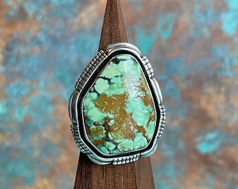 Absolutely Stunning Sterling Silver & Carico Lake Turquoise Navajo Native American Huge Vintage  Ring Layaway Available
