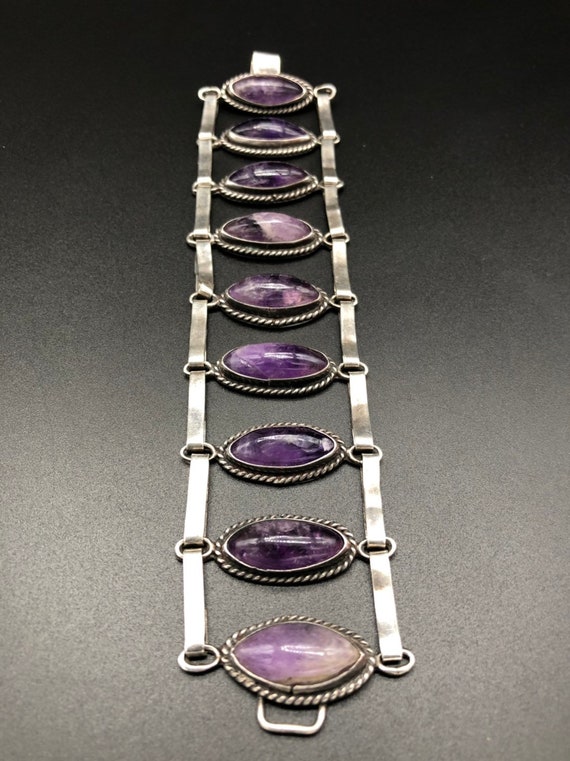 Vintage Sterling Silver and Amethyst Bracelet Taxc