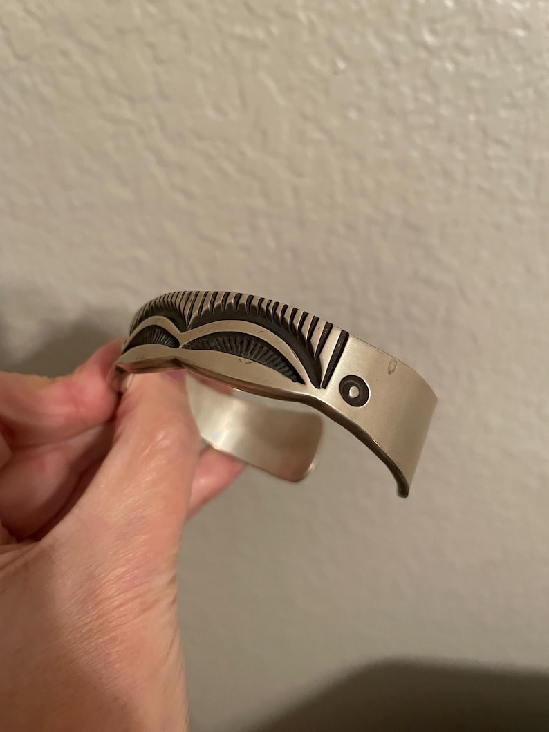 Heavy Emerson Bill Handmade Navajo Sterling Silver Cuff Bracelet Layaway Available image 8
