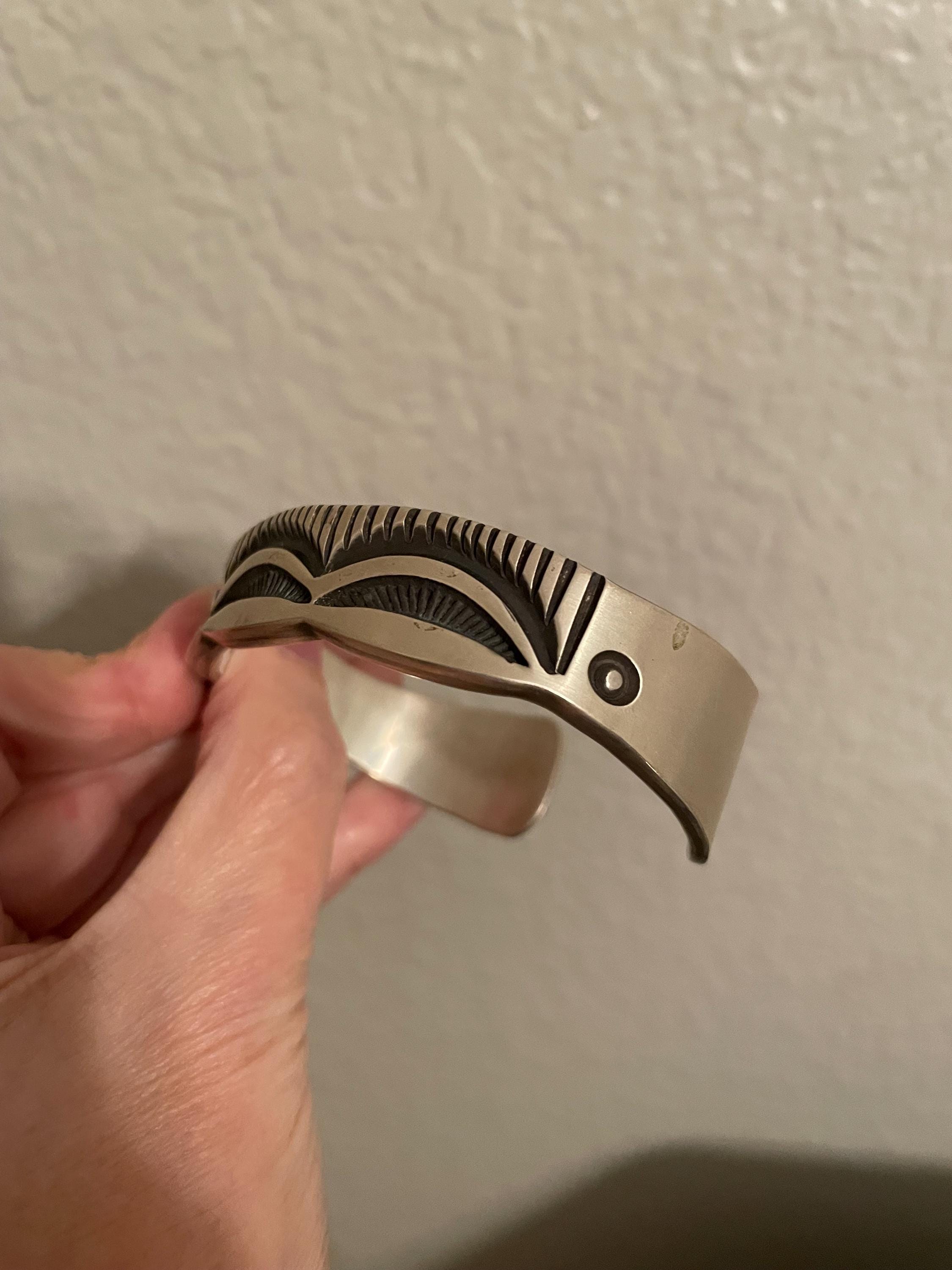 Heavy Emerson Bill Handmade Navajo Sterling Silver Cuff Bracelet