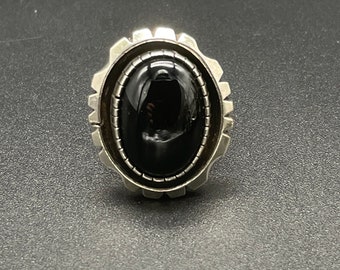 Beautiful  Navajo Sterling Silver and Black Onyx Ring Vintage Layaway Available