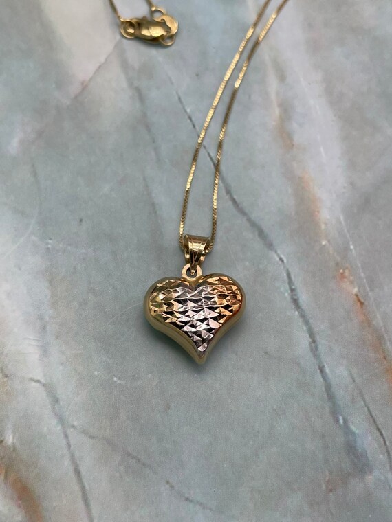 14k Tri-color Gold Reversible Heart 