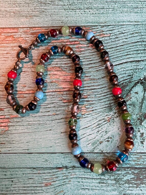 Sterling Silver and Multi Color Hand Strung Beade… - image 3