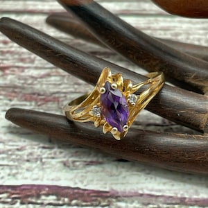 1880's Antique Victorian 14k Yellow Gold Enamel Amethyst & 2ctw