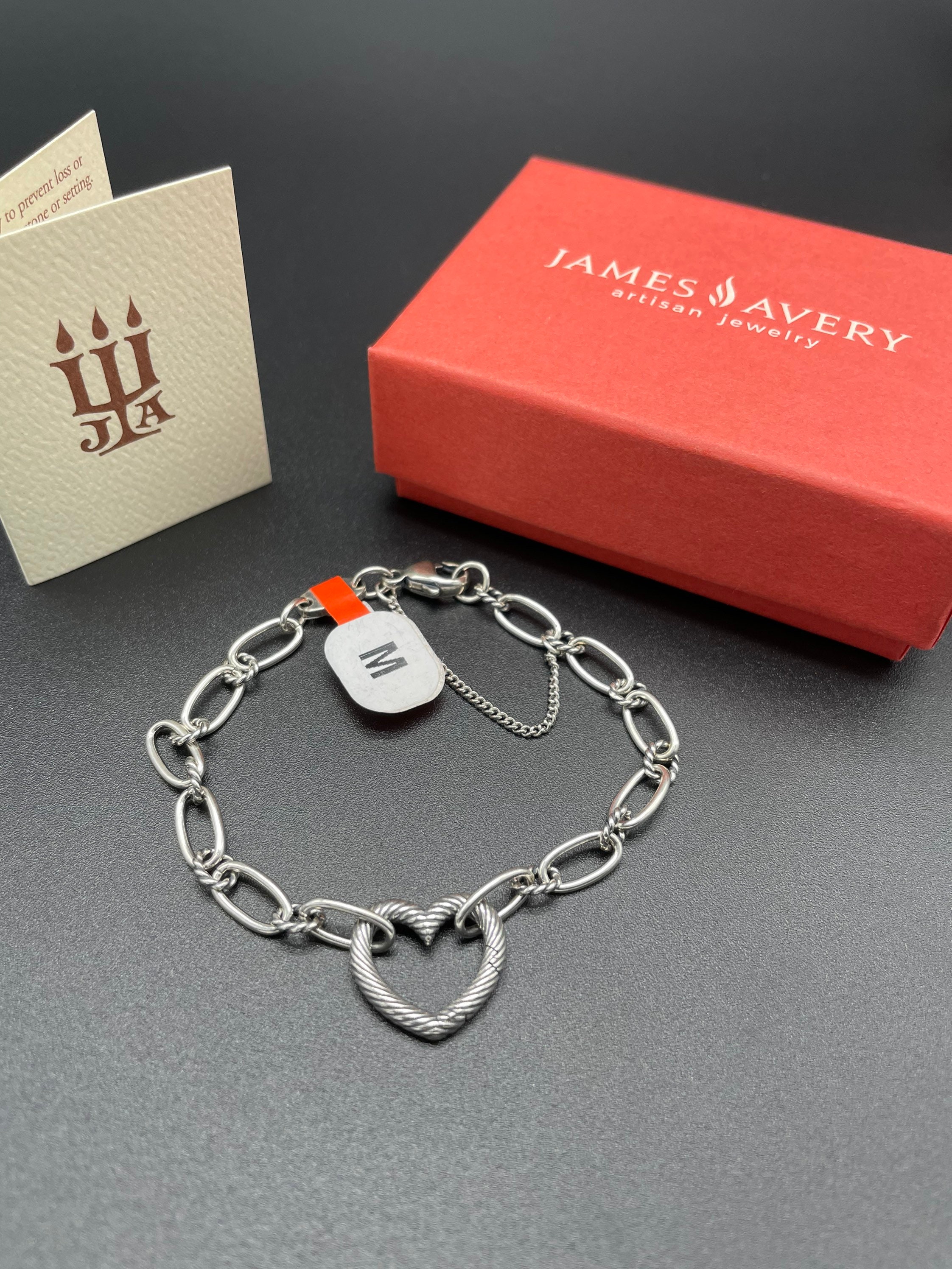 James Avery Changeable Heart Charm Bracelet - XL