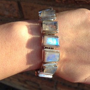 Most Amazing Blue Flash Moonstone & Sterling Silver Bracelet Ever Just Stunning Layaway Available image 2