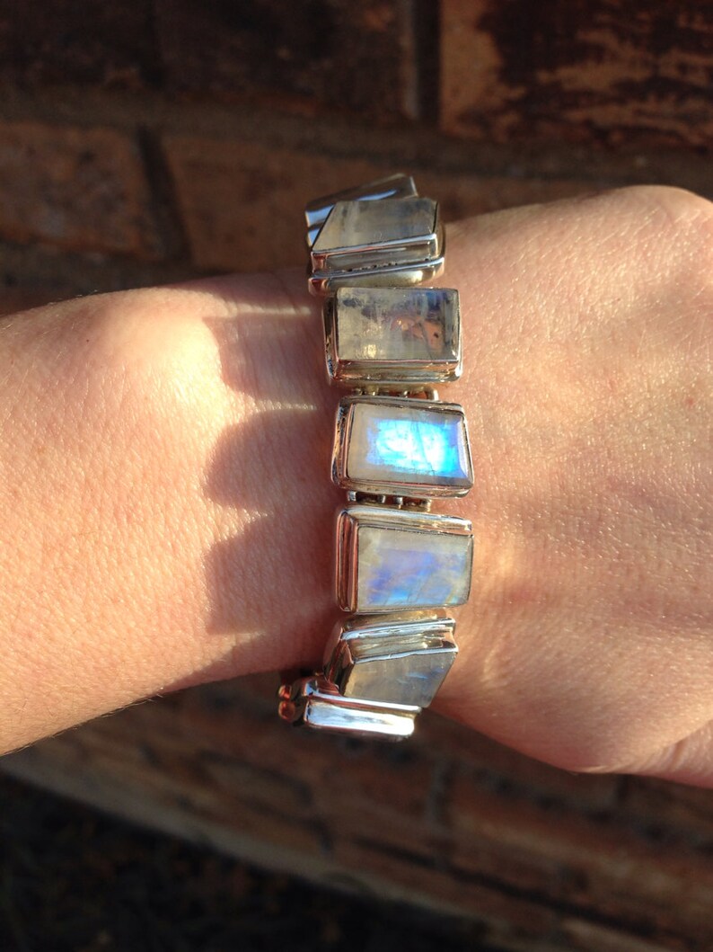 Most Amazing Blue Flash Moonstone & Sterling Silver Bracelet Ever Just Stunning Layaway Available image 2