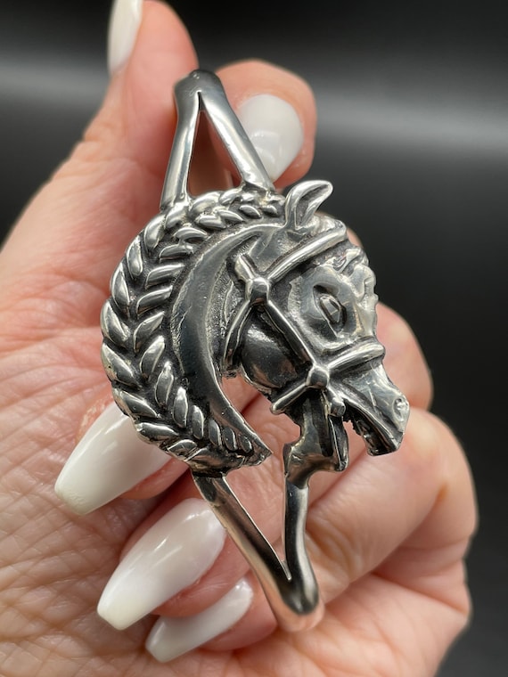Beautifully Detailed Vintage Sterling Silver Hors… - image 2