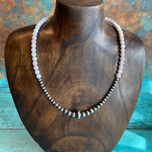 Sterling Silver and Pink Conch Navajo Pearls 18” Necklace
