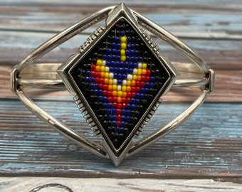 Wow Look At This! Sterling Silver & Stunning Beaded Southwestern Cuff Bracelet Layaway Available