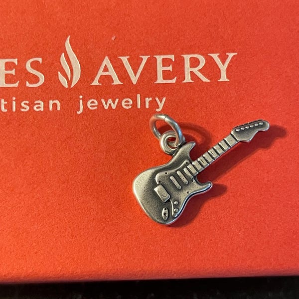Rare James Avery Retired Electric Guitar Charm Sterling Silver with Avery Box