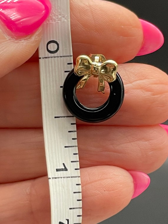 Cute 14K Yellow Gold and Black Onyx Stud Post Bow… - image 4