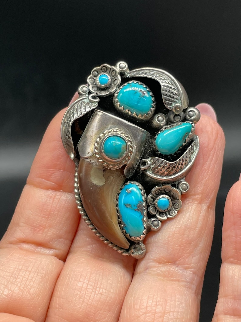 Navajo Sterling Silver and Stunning Blue Kingman Turquoise Ring Vintage ...
