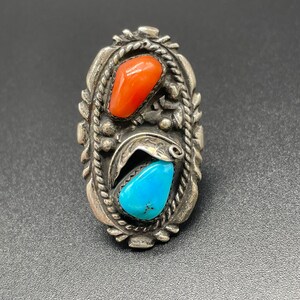 Massive Navajo Sterling Silver and Stunning Turquoise and Coral Signed ...
