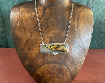 Sterling Silver and Blackjack Turquoise Bar Necklace Layaway Available