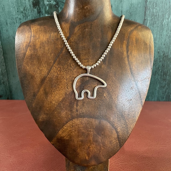 Vintage Sterling Silver Native American Bear Pendant for Necklace