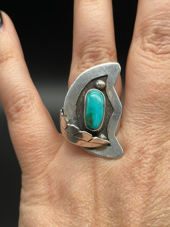 Amazing Navajo Sterling Silver and Turquoise Cresc