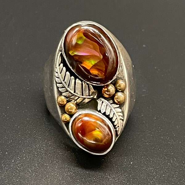 Stunning Huge Native American Sterling Silver and Fire Agate Mens Ring Vintage Navajo Layaway Available