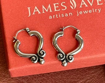 James Avery Scrolled Ear Posts Earrings Sterling Silver 925 Retired with Box