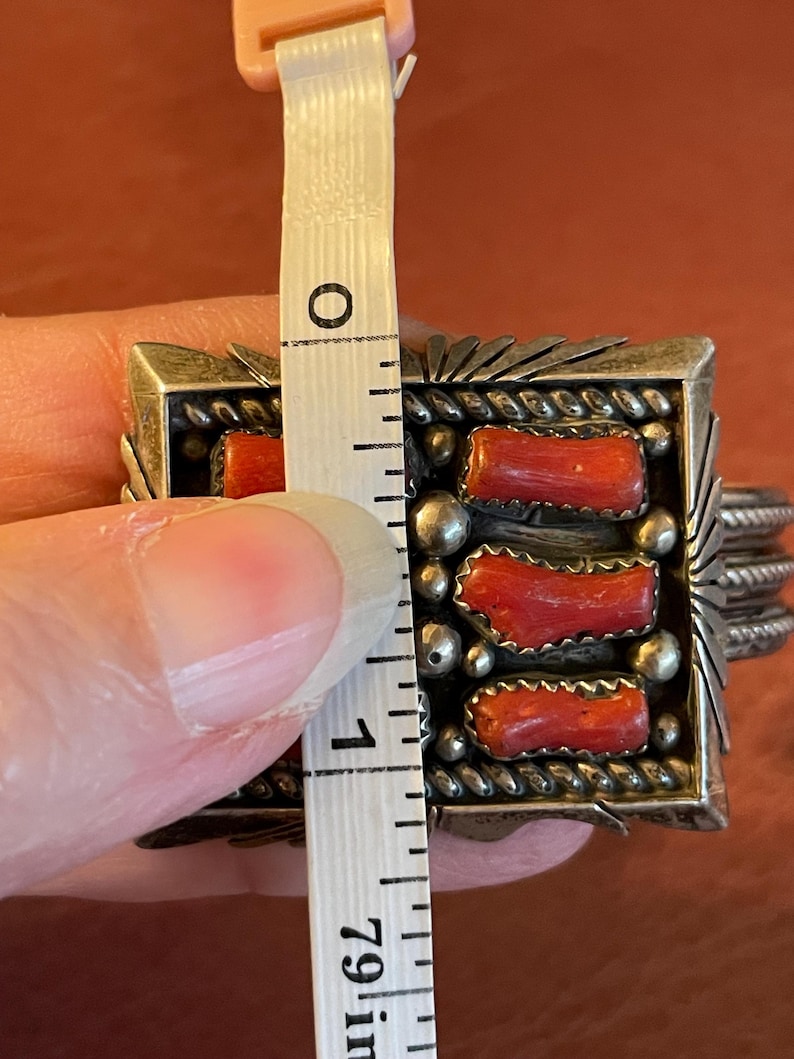Navajo Vintage Sterling Silver and Red Coral Cuff Bracelet Layaway ...
