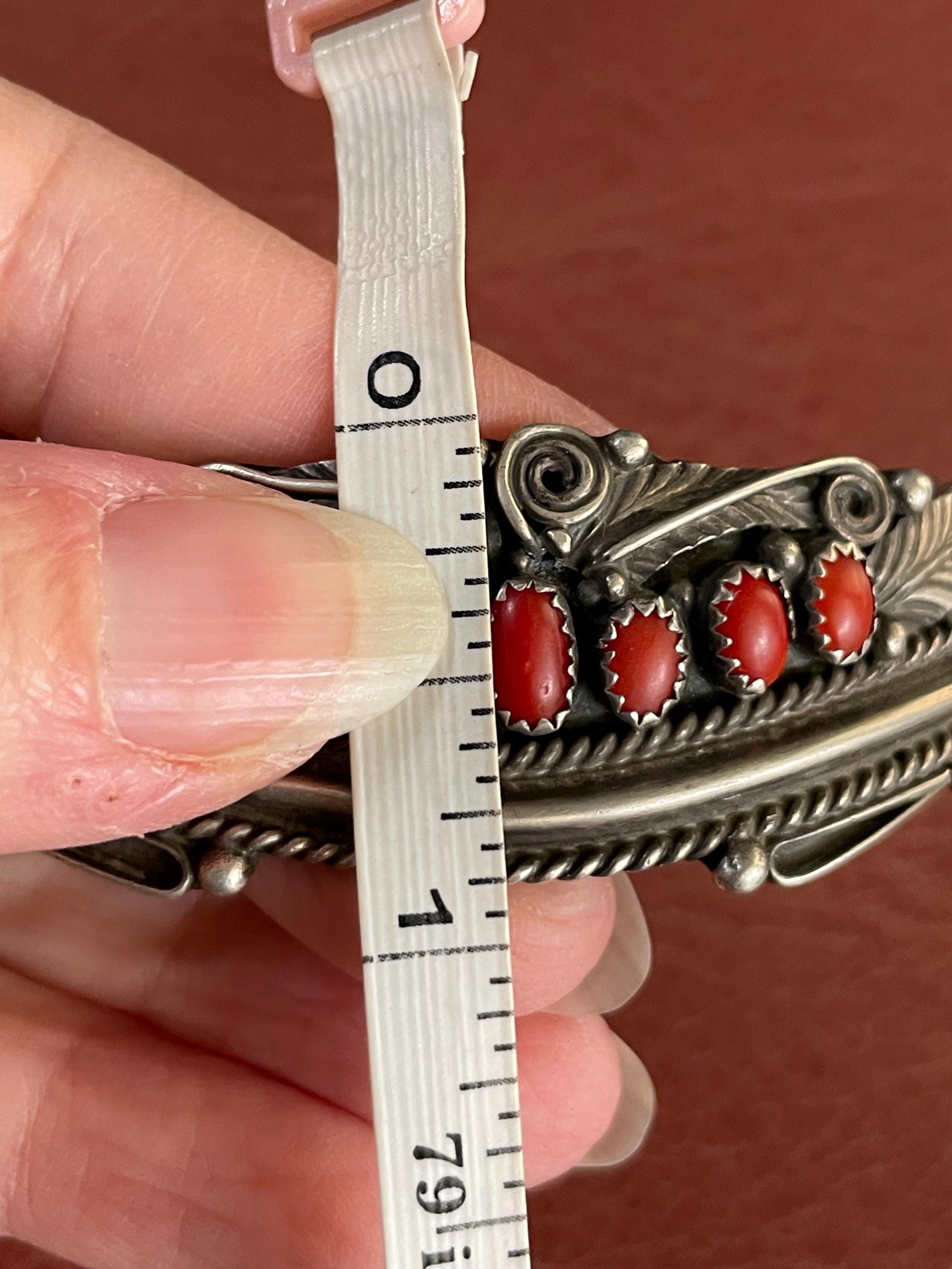 Navajo Vintage Sterling Silver and Red Coral Cuff Bracelet Layaway ...