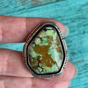 Absolutely Stunning Sterling Silver & Carico Lake Turquoise Navajo Native American Huge Vintage Ring Layaway Available image 4