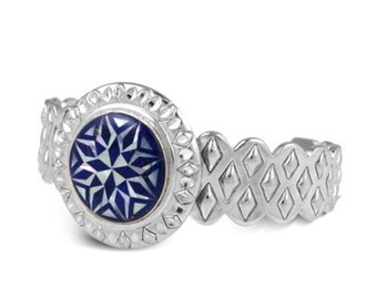 Beautiful Winter Frozen Designer Carolyn Pollack Relios Sterling Silver  Cuff Bracelet Lapis Mother of Pearl Layaway Available