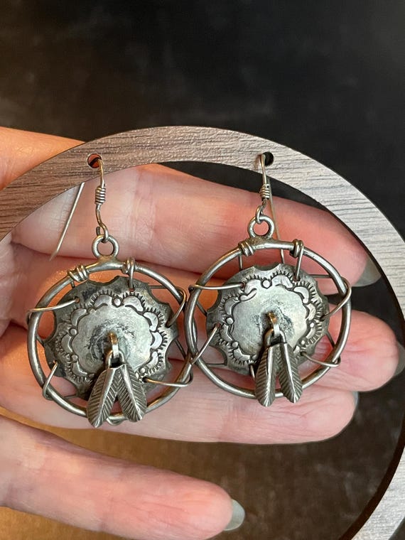 Awesome Sterling Silver Dangle Native American Dr… - image 3