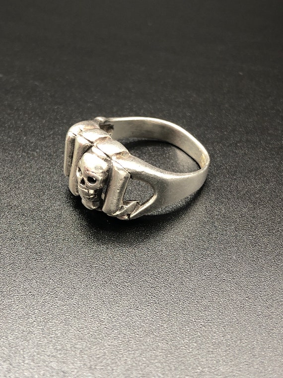 Sterling Silver Skull Biker Ring - image 2