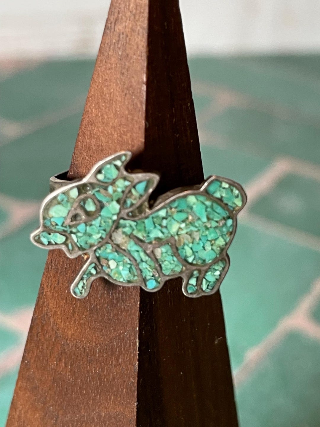Sterling Silver and Chip Inlay Turquoise Bunny Rabbit Ring Layaway ...