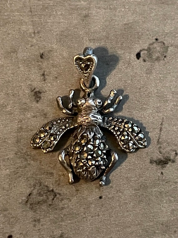 Sterling Silver & Marcasite Bee Pendant for Neckla