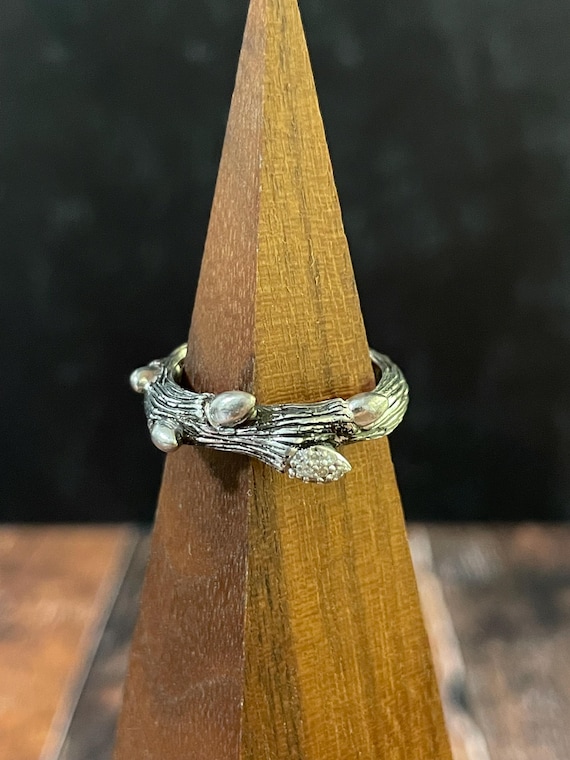 Stephen Dweck Sterling Silver and Diamond Branch Ring