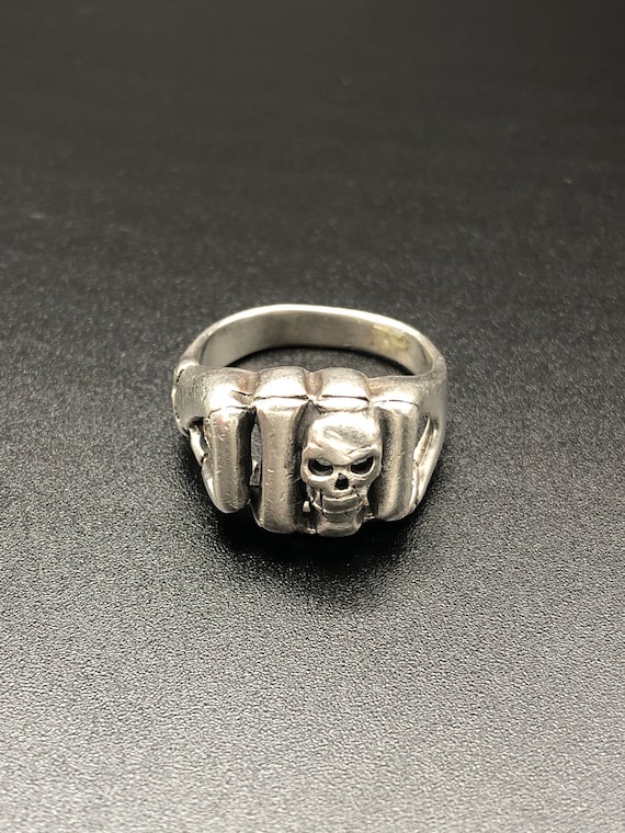 Sterling Silver Skull Biker Ring - image 1